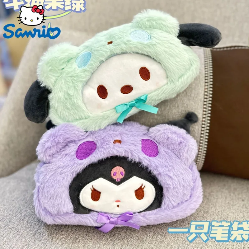 

Sanrio Cinnamoroll Kuromi Melody Pochacco New Plush Furry Pen Bag 3D Cartoon Zipper Stationery Bag Student School Study Gifts