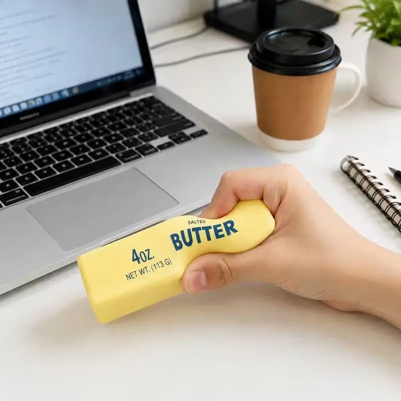 4Pcs Cream Stick Squeeze Toys, Classic Cream Yellow Realistic Slow-Rebound Squishy Toys, Soft Sensory Toys Suitable for Relaxation, Office Games, and Fun Desktop Decorations, Can Be Used as Classroom Rewards, Party Favors/Pinata Fillers, Birthday Gifts view 4