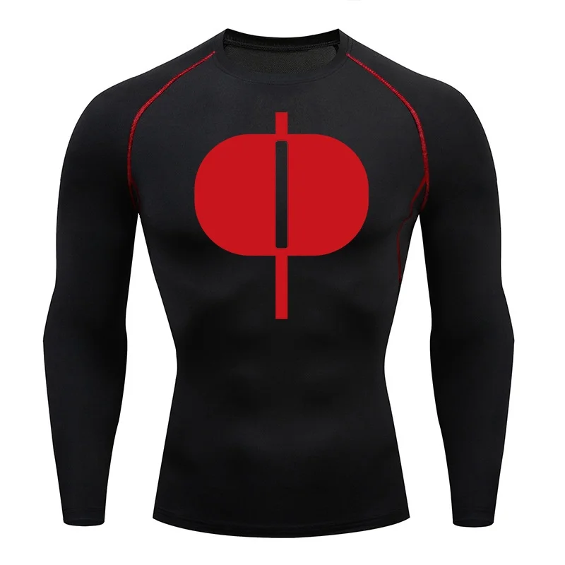 Graphic Long Sleeve Compression Shirts for Men Spring Fall Athletic Quick Dry Tees Tops Gym Workout Running Undershirt Baselayer