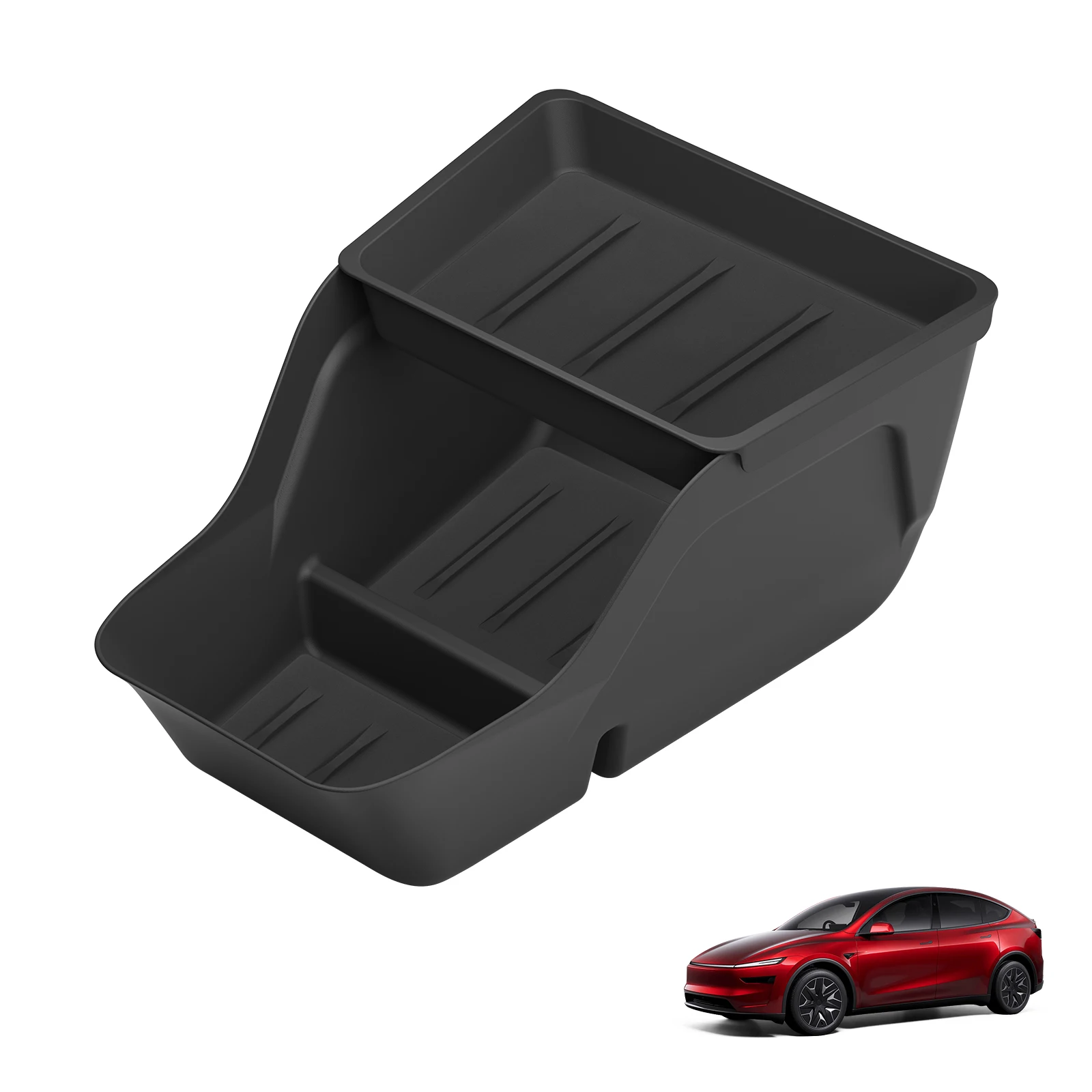 Smabee für Tesla Model Y Juniper Standard RWD 2025 2026 Vollumfassende Upgrade-Aufbewahrungsbox für die untere Mittelkonsole aus ABS in Schwarz – Detail 9