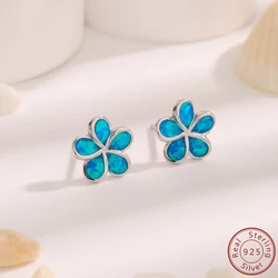 2023 Europe and America S925 Sterling Silver Jewelry Flower Earrings Cool Style New Fashion Versatile Blue Aobao Earrings Female