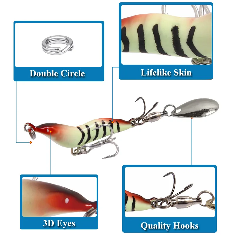 Luya Bait Far Throw Full Attack Shrimp Metal Bait VIB Blood Slot Hook Chicken Claw Hook Rotating Sequin Simulation Fake Bait