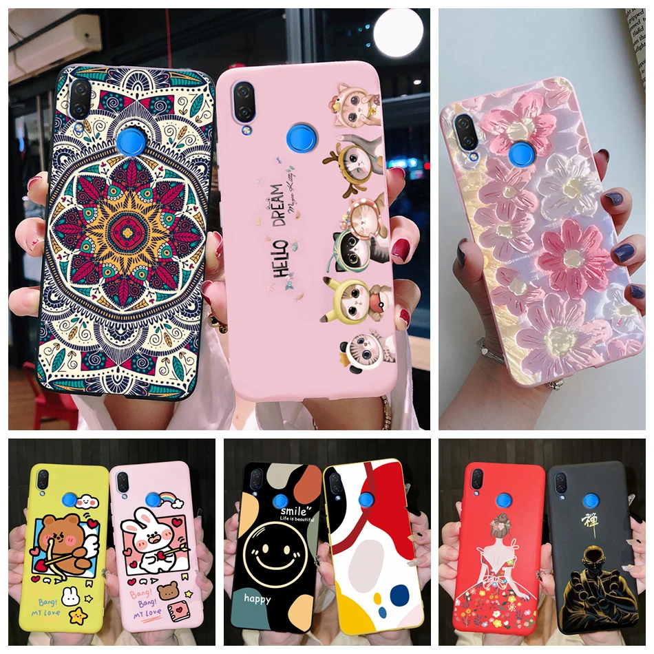 Soft Case For Huawei Nova 3i Back Cover P Smart + Case Cartoons Silicone Capa Nova3i INE-LX2 PSmart Plus 2018 Shockproof Bumper