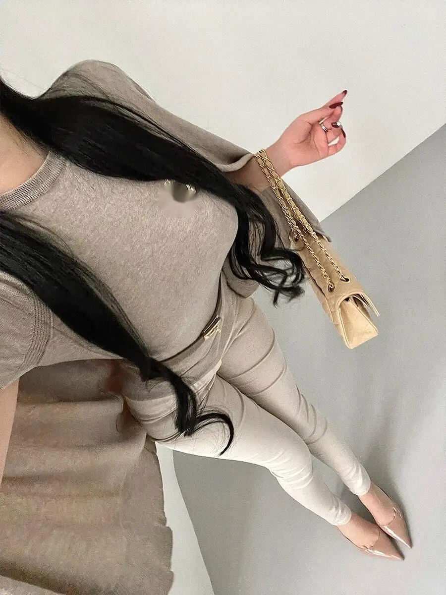 Korean Style Temperament Pure Desire Knitted Shawl Cape Top With Belt Loose Fashion Women Sweater Sweet Women Tops 2025 2QU5
