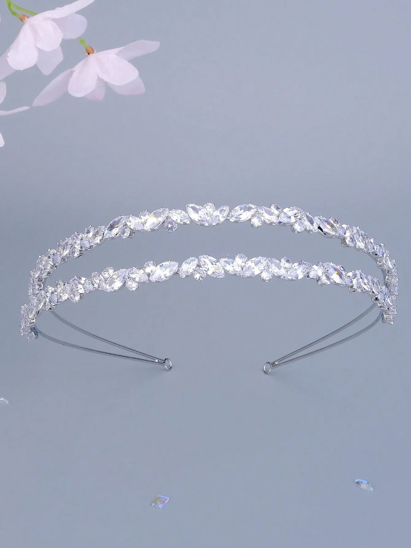 

Women's Double Layer Cubic Zirconia Bridal Headband Elegant Party Tiara