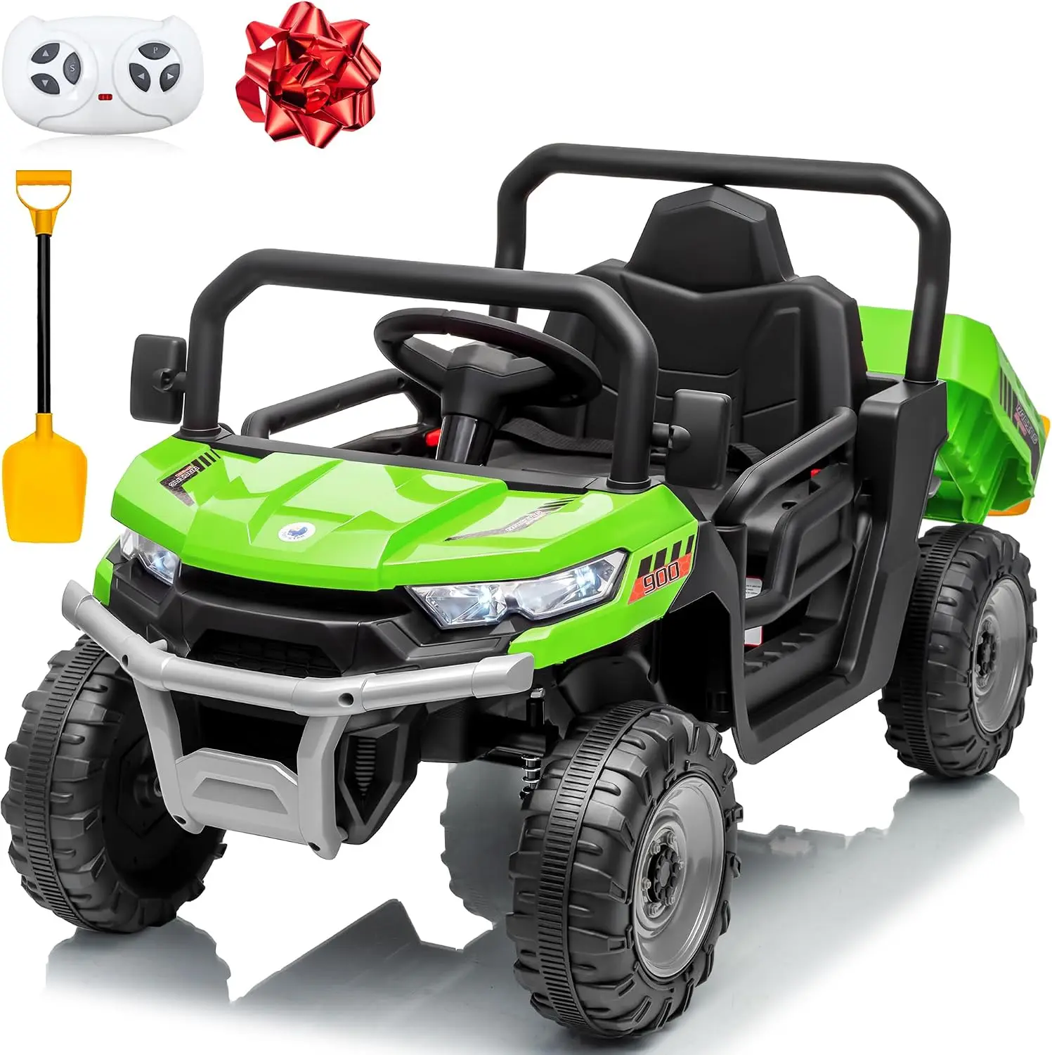Kids Ride On 24V Electric Dump Truck 400W Motors Remote Control 3 Speeds Soft Start Brake Bluetooth LED Lights Toddlers Shovel