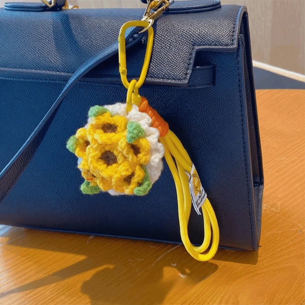

Creative Crochet Flowers Crochet Rose Bouquet Keychain Mini Handmade Crochet Flowers Mini Flower Charm Valentine's Day