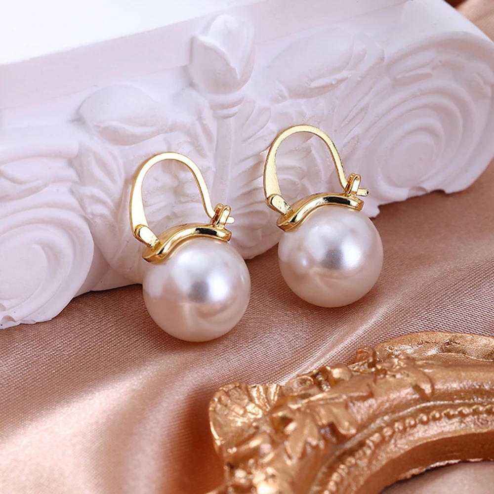 Titanium Steel Light Luxury Pearl Earrings Korean Earring For Women Simple High Quality Shell Beads Fashion Wedding Jewelry Gift