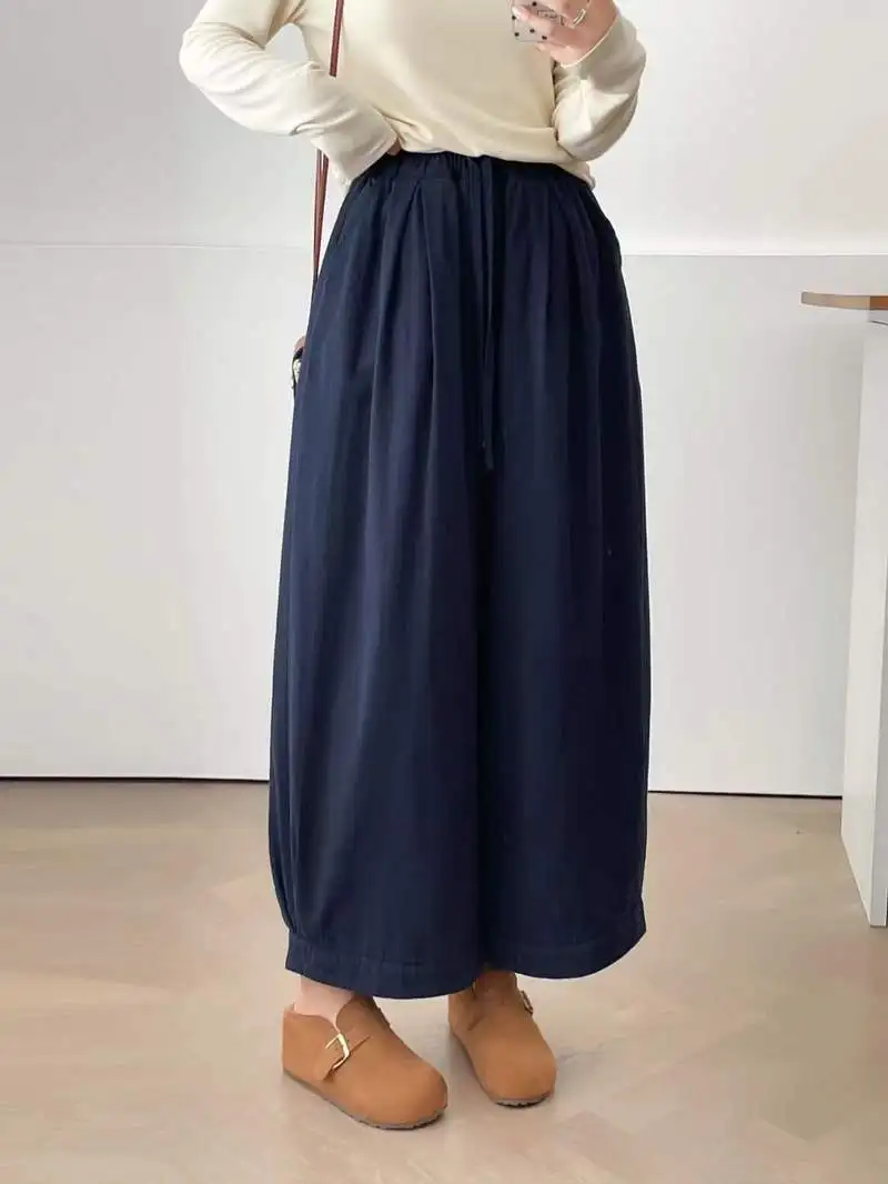 جديد 2025 الشتاء رشاقته السراويل المستقيمة ، المرأة مرونة الخصر منقوشة المرقعة ، موري فتاة الحد من العمر بناطيل كاجوال B5D228CC