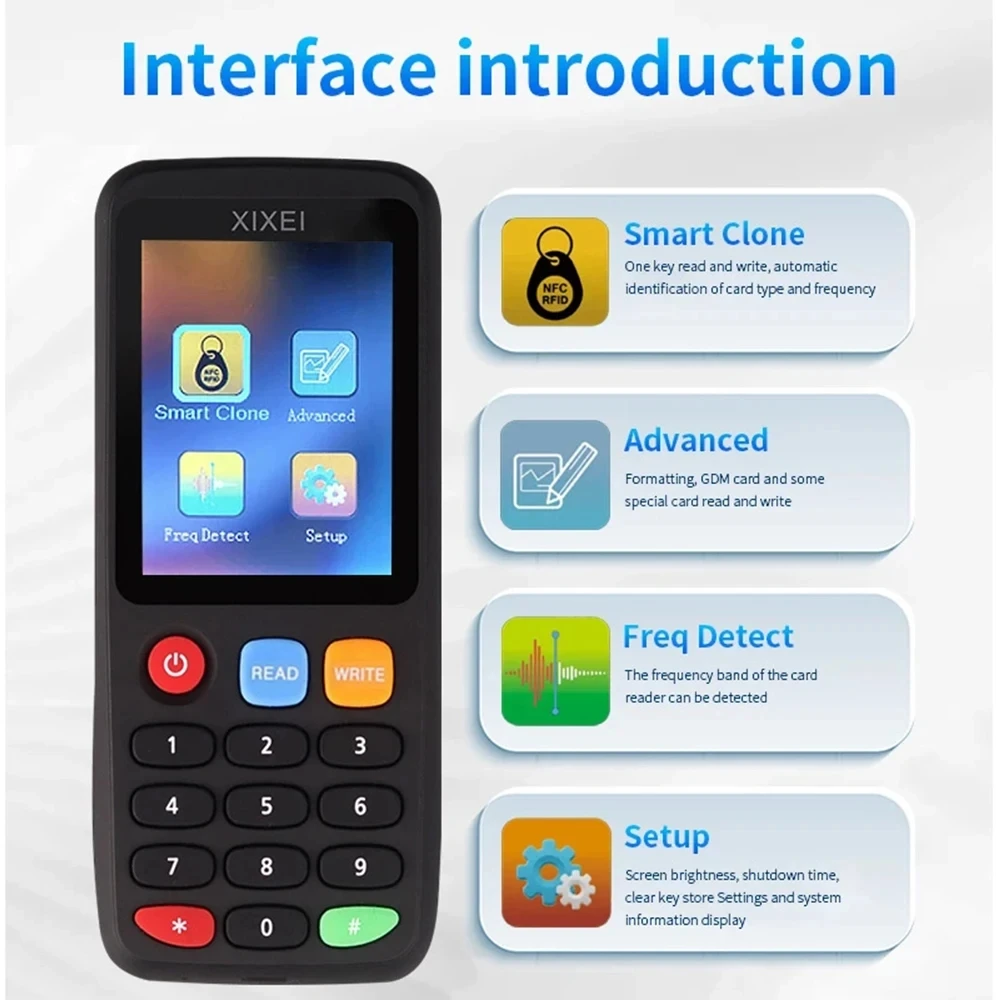 Newest Multifunctional X7 RFID Smart Chip NFC Decoder Duplicator Reader Writer Tag Copier 125KHz 13.56MHz Badge Token Clone Card