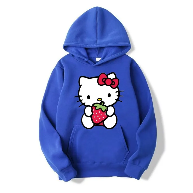 Women\'s Zipper Hoodie Autumn and Winter New Cute Kawaii Sanrio Hello Kitty Pattern Sweatshirt 2024 Streetwear Women\'s Clothing