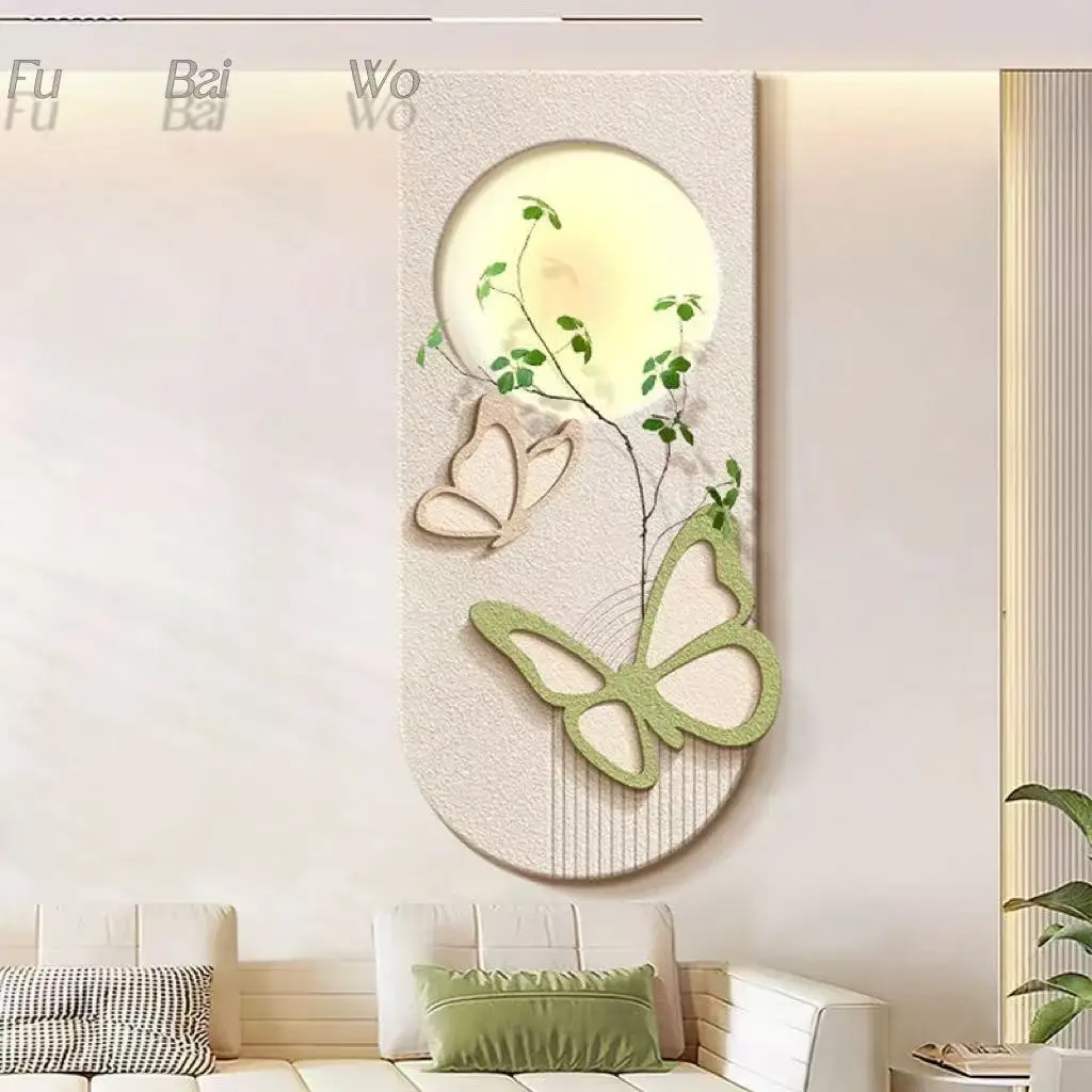 Cream style entrance hall decoration painting, antique butterfly lamp painting, living room door mural