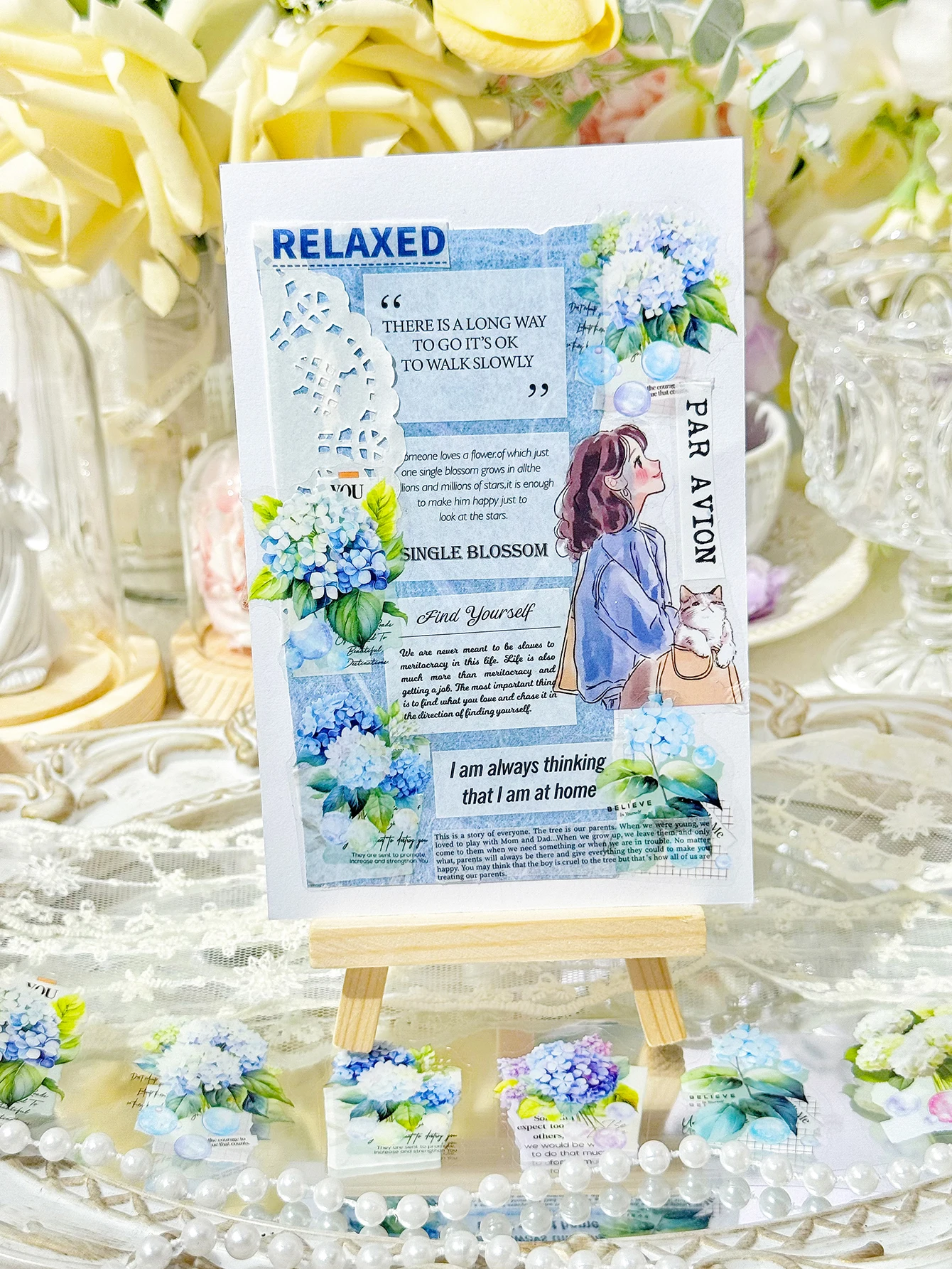 6ロール/箱、植物の花柄ステッカーテープ、DIYハンドブックやフォトフレームの装飾に適しており、スタイリッシュで絶妙です。