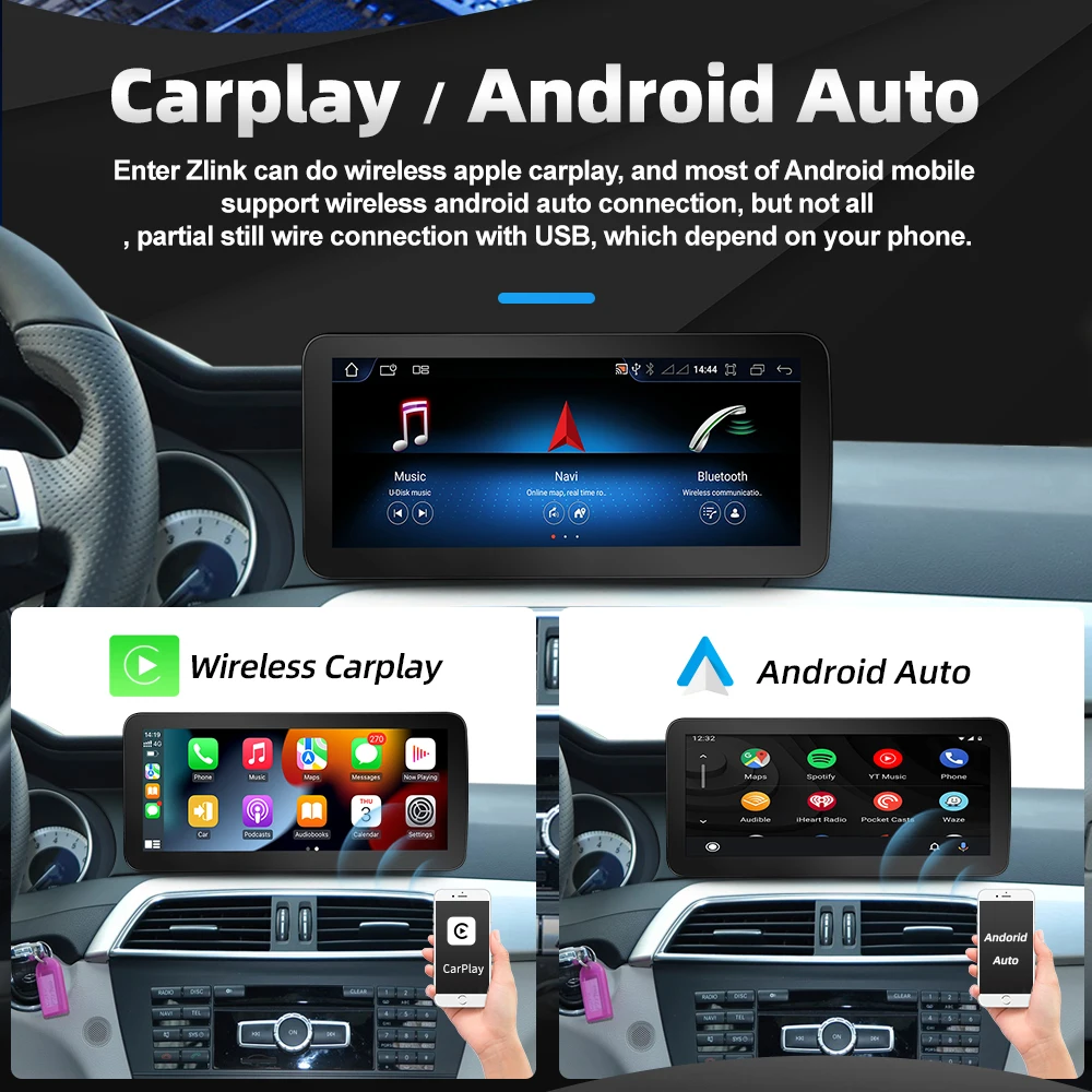 COIKA Auto Radio Carplay For Mercedes C W204 W205 GLC X253 V Class W447 2007-2018 Multimed Player Screen BT WIFI Stereo GPS Navi