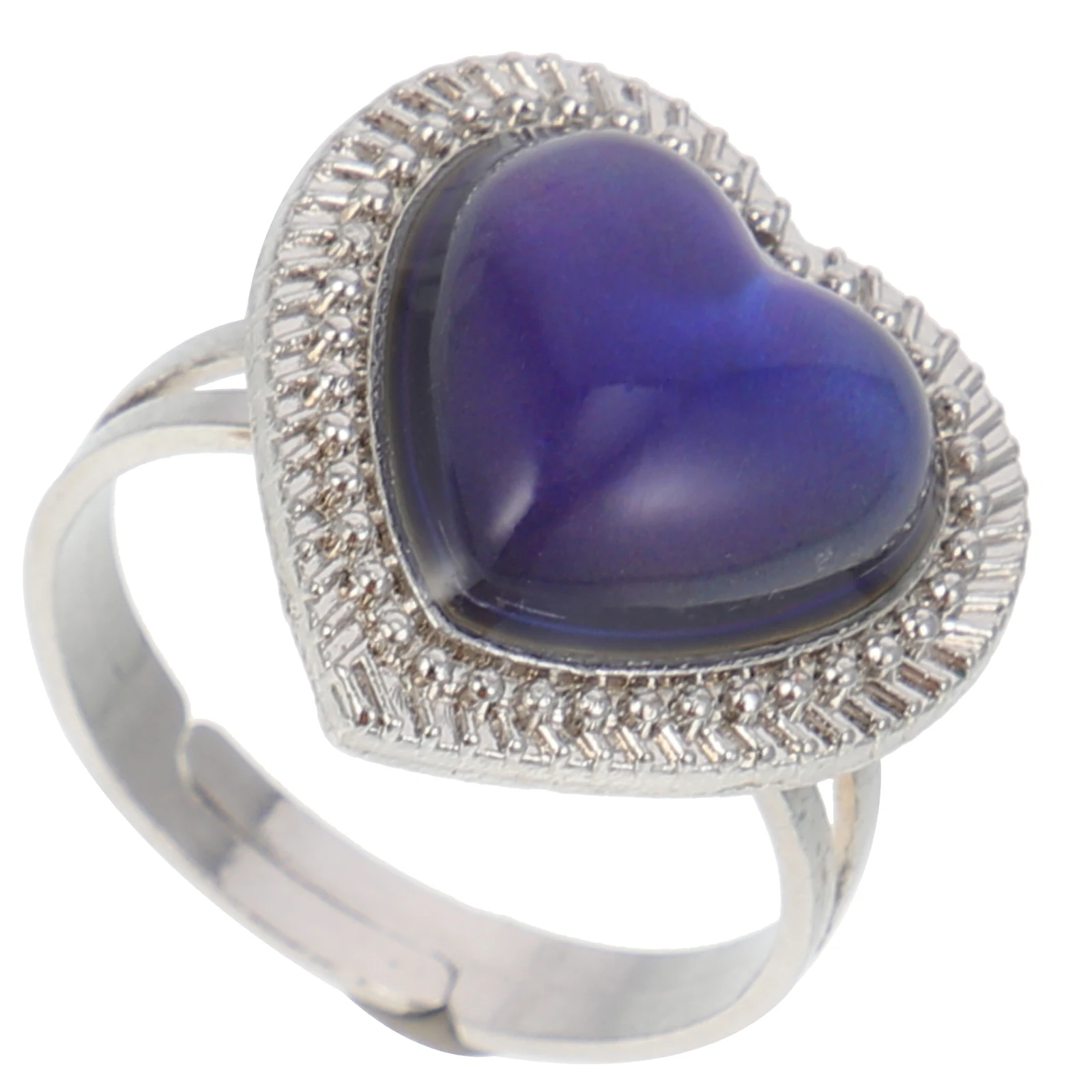 سبيكة المزاج الدائري لسيدة قابل للتعديل الأحجار الكريمة اللون تغيير القلب العاطفة البنصر استشعار درجة الحرارة الإكسسوارات #2