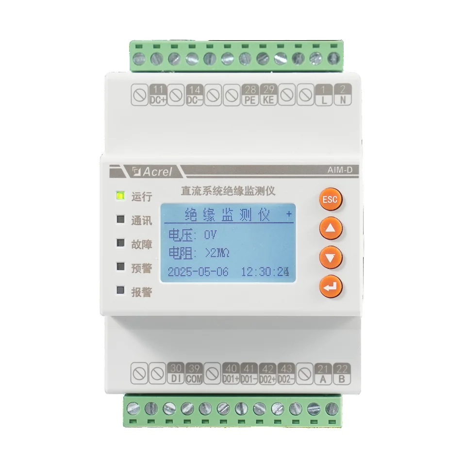 Acrel DC50~400V Insulation Monitoring Device AIM-D500-CA LCD DC Din Rail Insulation Monitor for EV Charging Pile