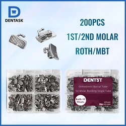 Dental Orthodontic 200pcs/50sets Buccal Tube Non-Convertible Bondable Monoblock 1st/2nd Molar Single Tube Bonding Roth MBT 0.022
