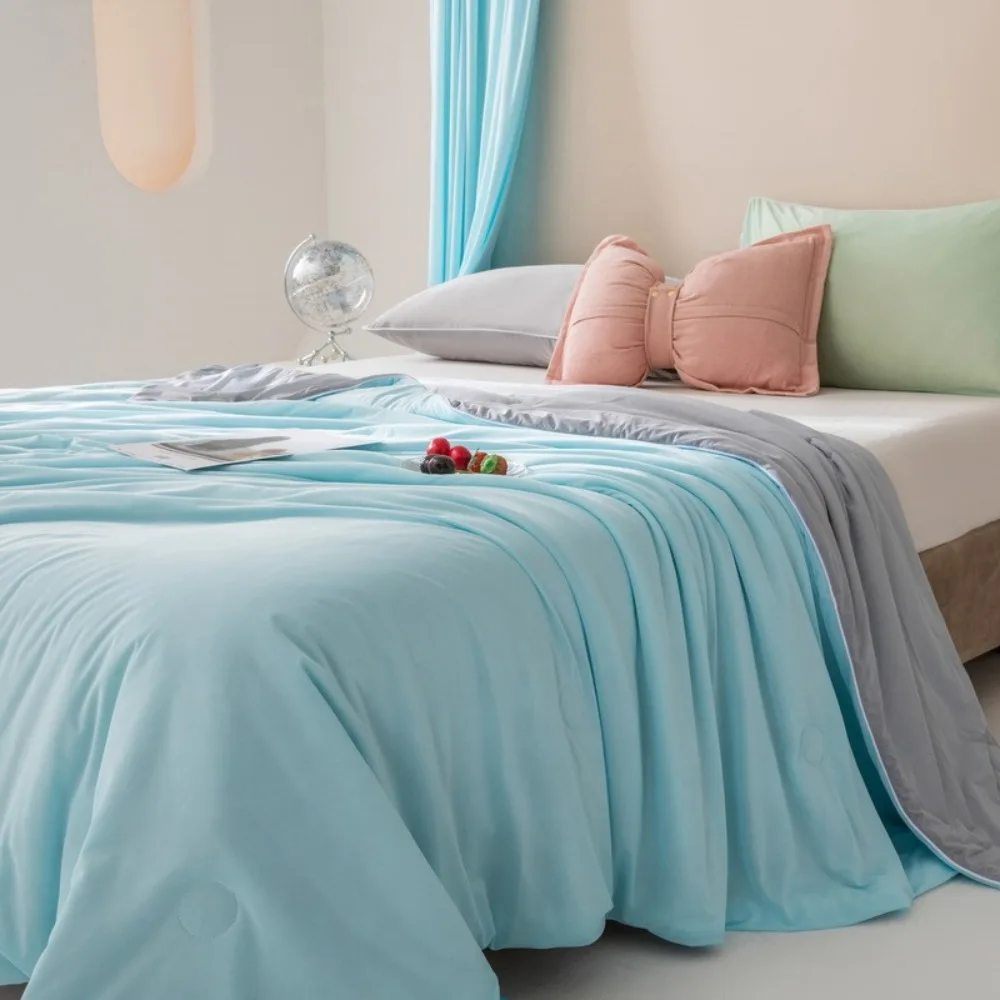 1 piece Air Condition Comforter for Summer Pure Color Ice Silk Cooling Blanket Lightweight and Smooth Twin/King Size Cold Quilt