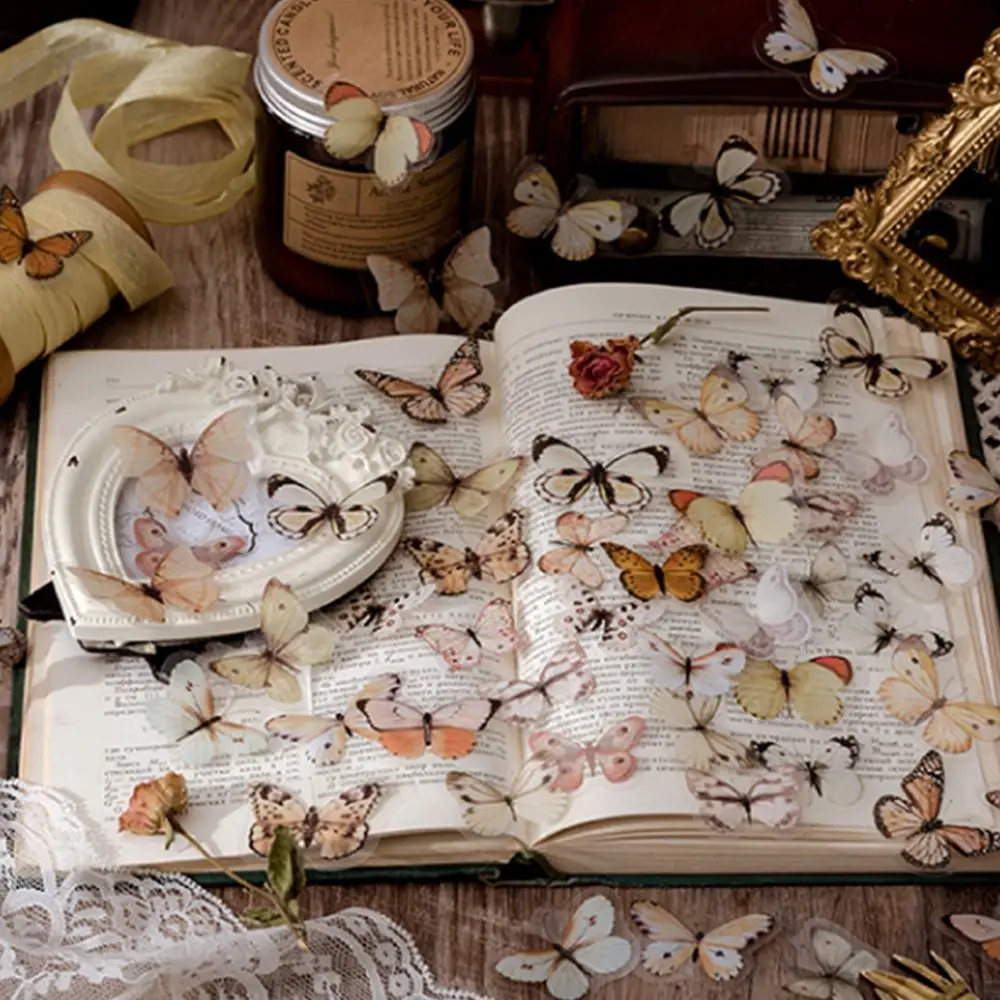 Adhesive Notebook Handbook DIY Material Journal Stickers Stationery Sticker Scrapbooking Stickers Butterfly Decorative Sticker