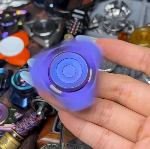 Used EDC Yibai EDC Titanium Purple Mini Thick Cross Bone Purple EDC gyroscope fidget spinner metal decompression toy