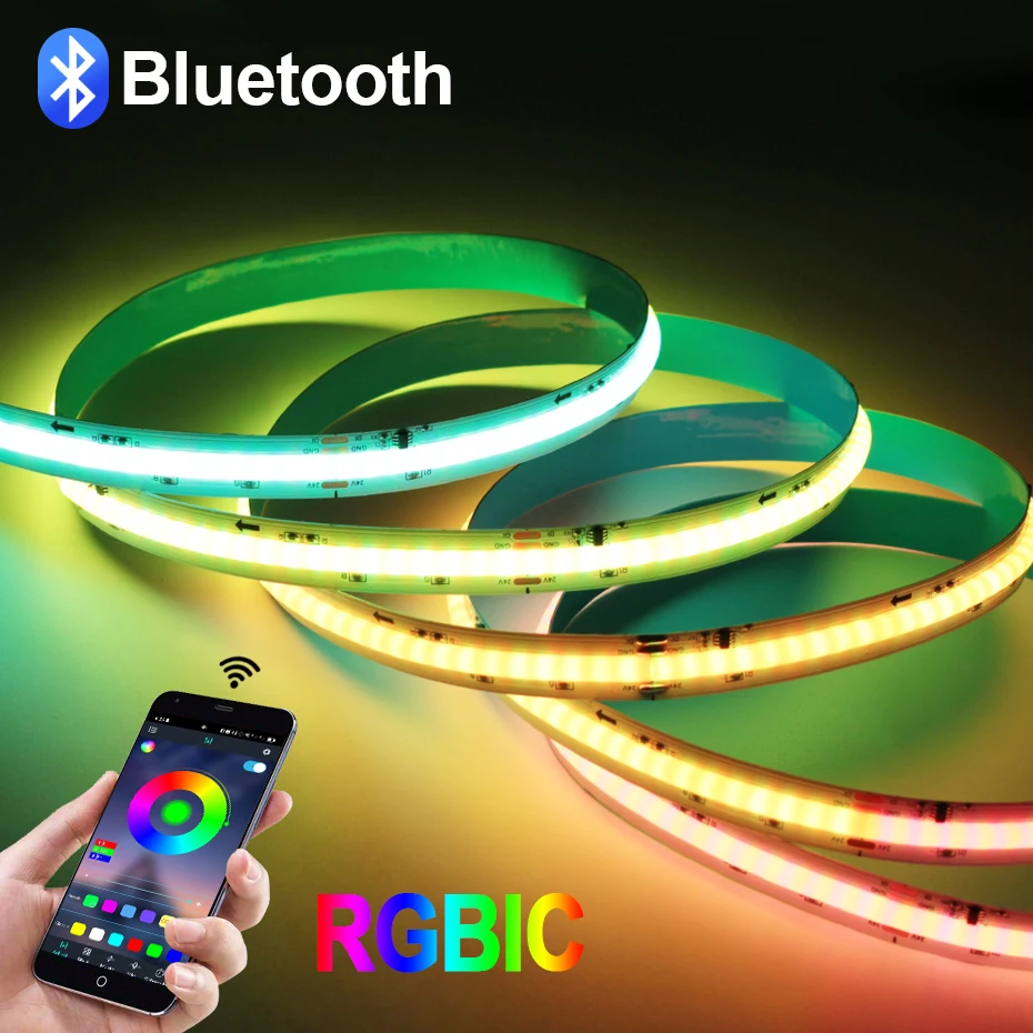 Tuya Wifi COB LED Strip Light DC24V 720LEDs/m RGBIC Addressable Led Tape Remote Control Dreamcolor COB Strips For Home Decor