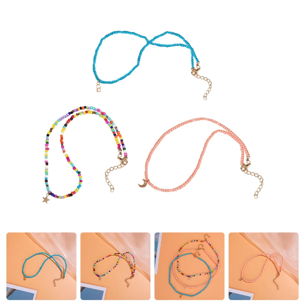 

3Pcs Children Necklaces Plastic Beaded Adjustable Colorful Fashion Simple Necklaces Festival Party Jewelry Neck Jewelries