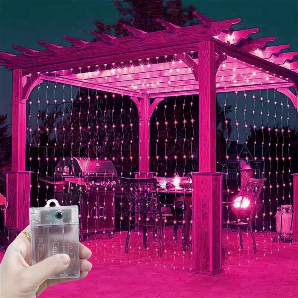 

Светодиодная гирлянда-штора для декора на День святого Валентина, Ид Мубарак, свадьбу, уличные украшения, декор для дома на Рамадан 2026, на батарейках