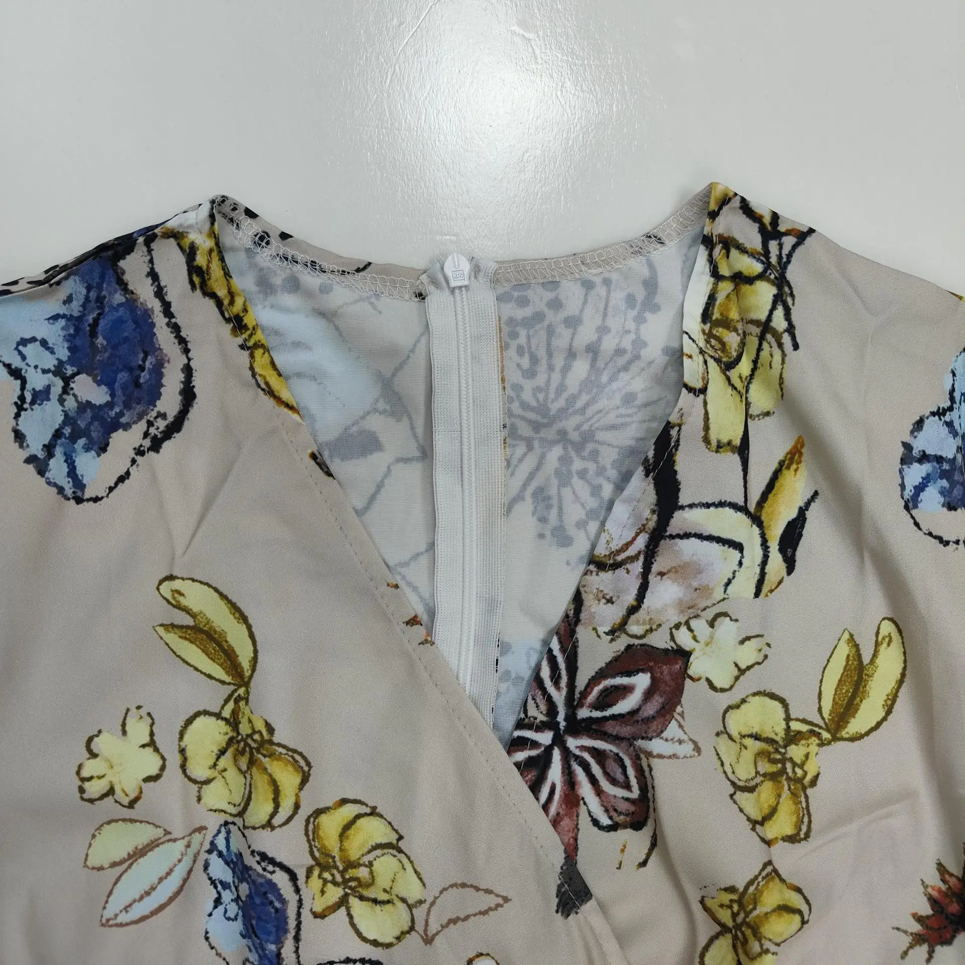 Frühling Sommer Frauen Mode V-ausschnitt Belted Party Langes Kleid Kurzarm Tasche Femlae Urlaub Übergroßen Lose Druck Maxi Kleider – Detail 21
