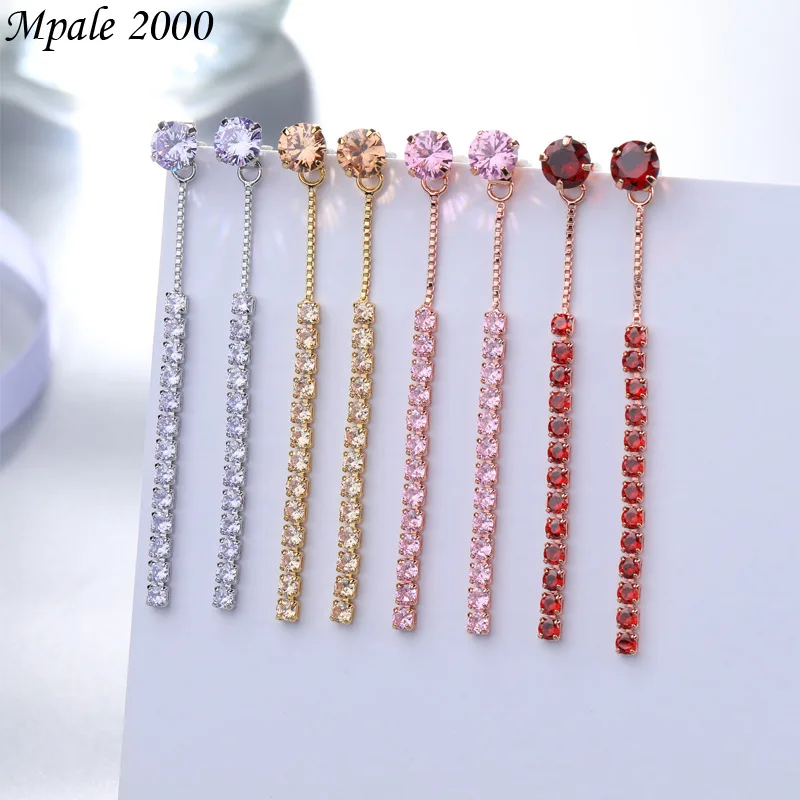 New original small fresh long ear line zircon temperament tassel earrings girl girl heart Korean earrings