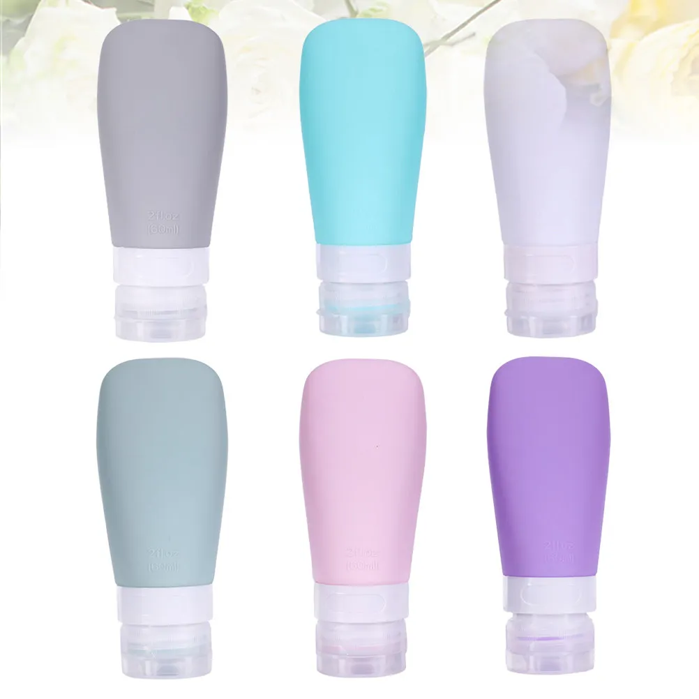 

6Pcs Empty Travel Bottle Set 60ml Portable Silicone Leakproof Lotion Containers Travel Containers for Shampoo Makeup