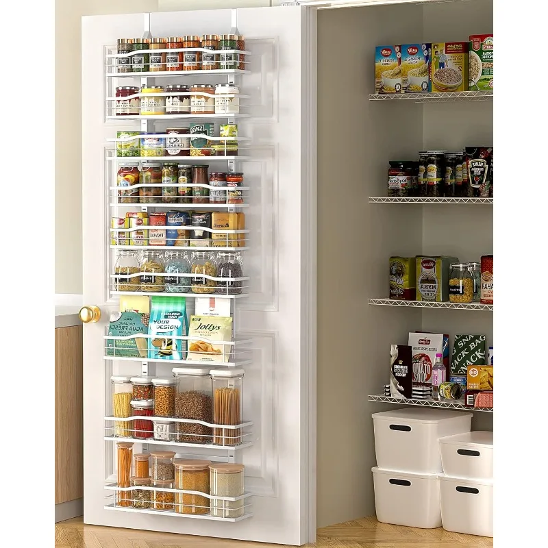 

Over The Door Pantry Organizer, Pantry Organization And Storage, Metal Hanging Spice Rack Shelves Door,Home&Kitchen Essentials