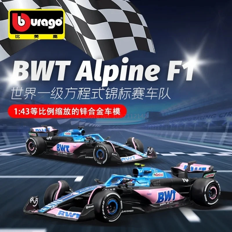 ブラーゴ-ミニチュア合金カーモデル,ミニチュア合金カーモデル,フォーミュラ1レーシング,F1フォーミュラ,A523,オリジナルのアルパインチーム,A523,子供向けギフト,1:43