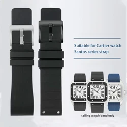 Watch Strap for Cartier Sandoz Santos 100 Series Men's Women's Watchband Silicone Rubber Watch Strap 20 23mm Wristband Bracelet