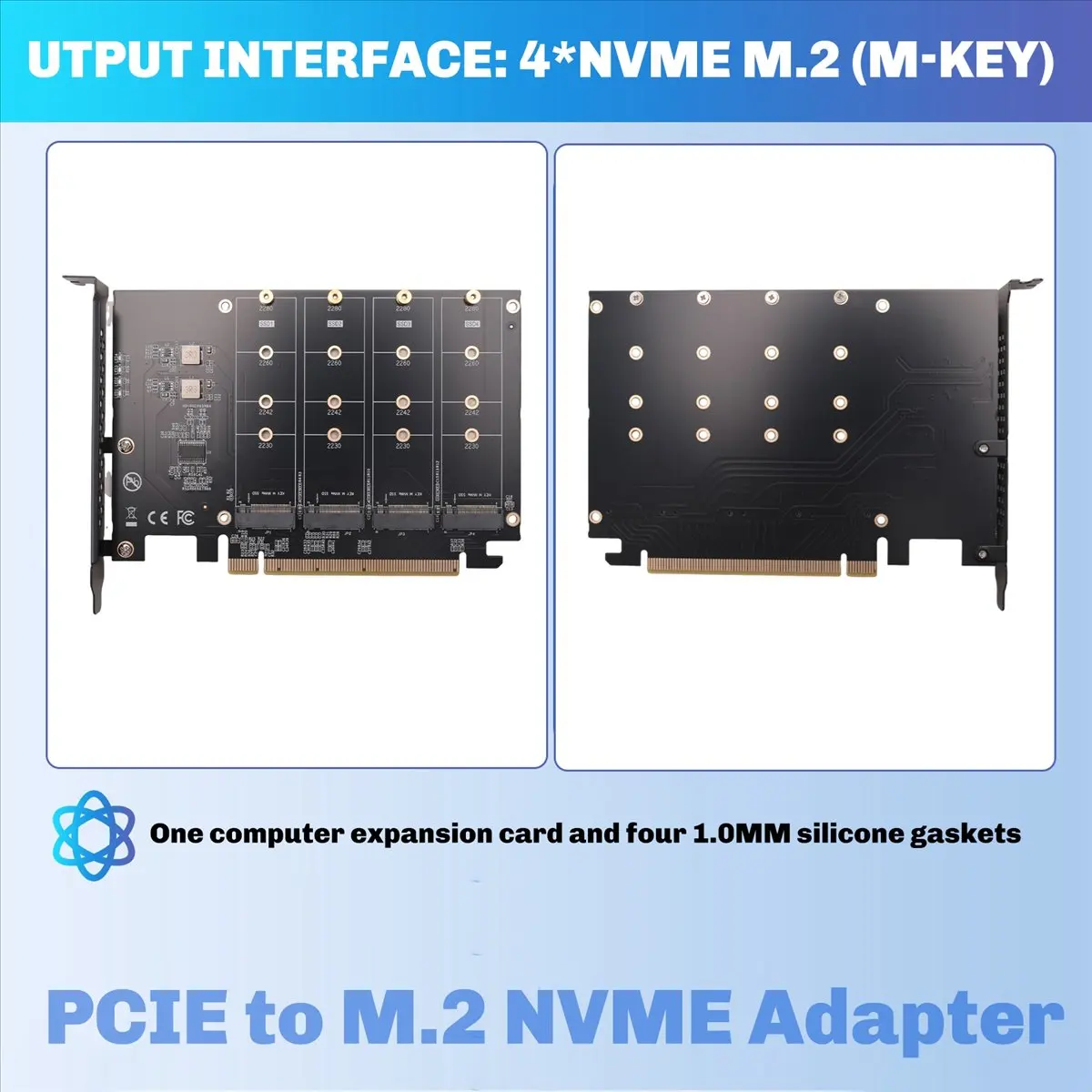 PCIE to M.2 NVME Adapter NVMe M.2 PCI Adapter 32Gbps PCI-E Card PCI X16 M Key SSD Computer Expansion