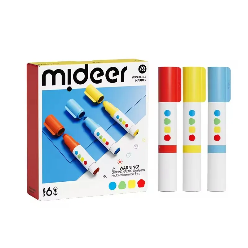 Mideer 6/12 couleurs tampon à pointe ronde pinceaux lavables marqueur joint aquarelle stylo Graffiti peinture ensemble spécial brosse jouet