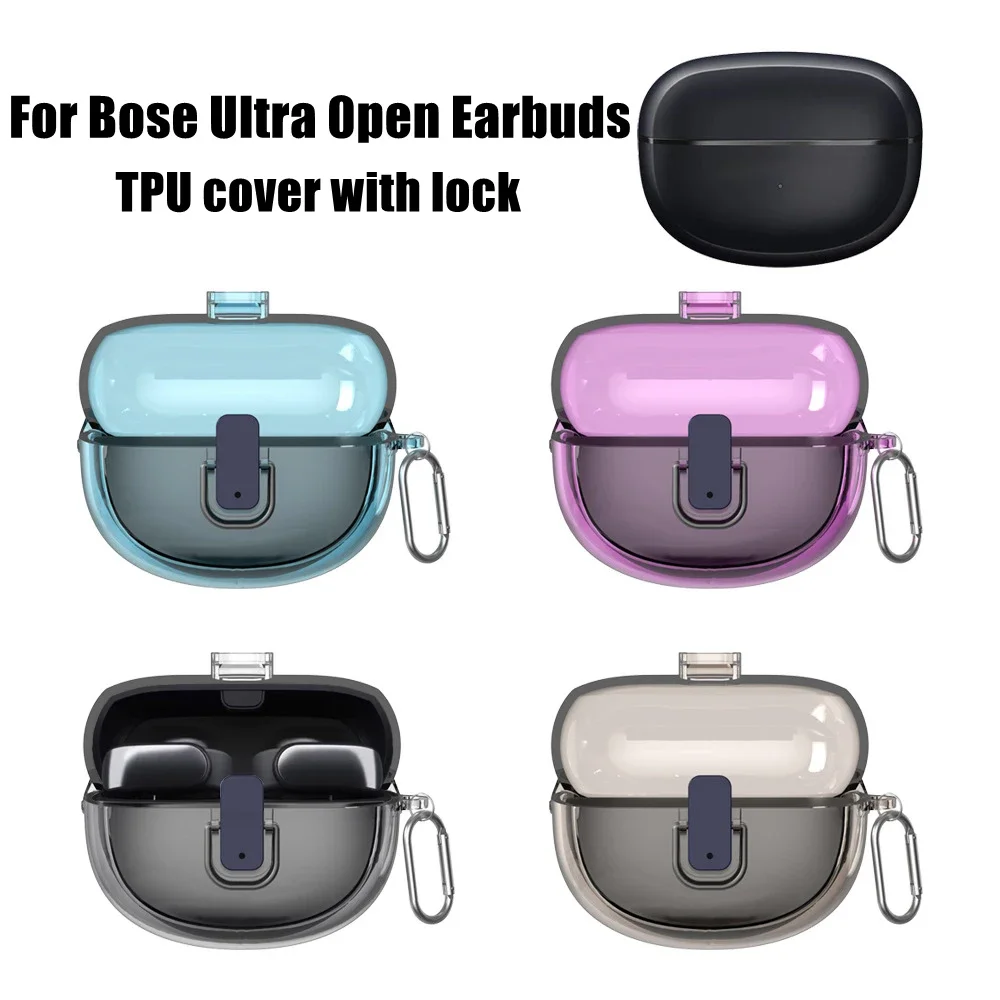 Clear Transparent Case for Bose Ultra Open Earbuds Secure Lock Shockproof Anti-Drop Anti-Collision TPU Protective Shell