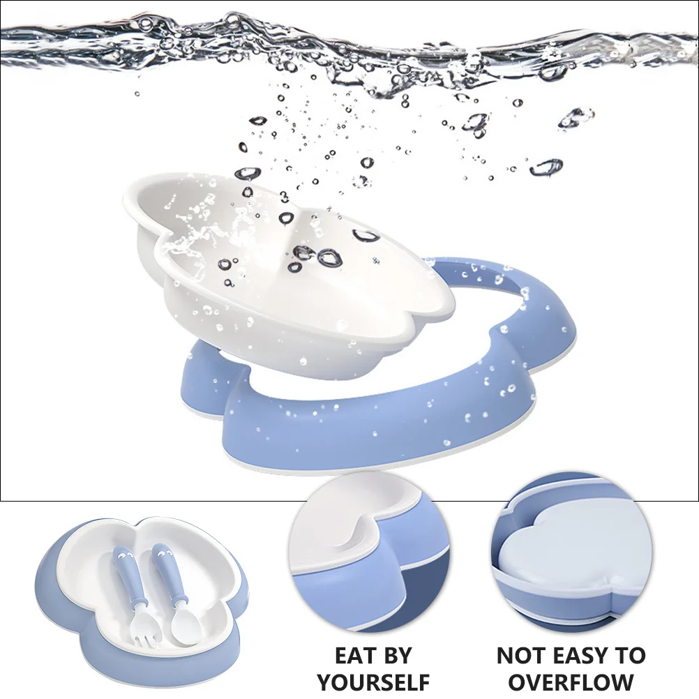 

1Set Baby Dinner Plate Clover Shape Deep Food Trough Non-Deforming Odorless PP ABS Tpe Material Spoon Fork Set Kids Tableware