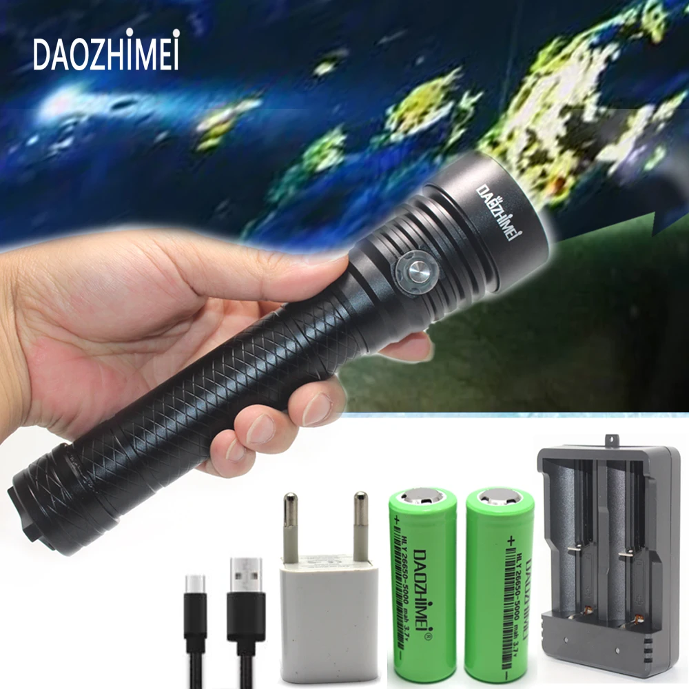 30W Powerful LED Diving Flashlight 4 Modes IPX8 Underwater Waterproof Super Bright Scuba Torch 100M Dive hiking Lamp Lantern