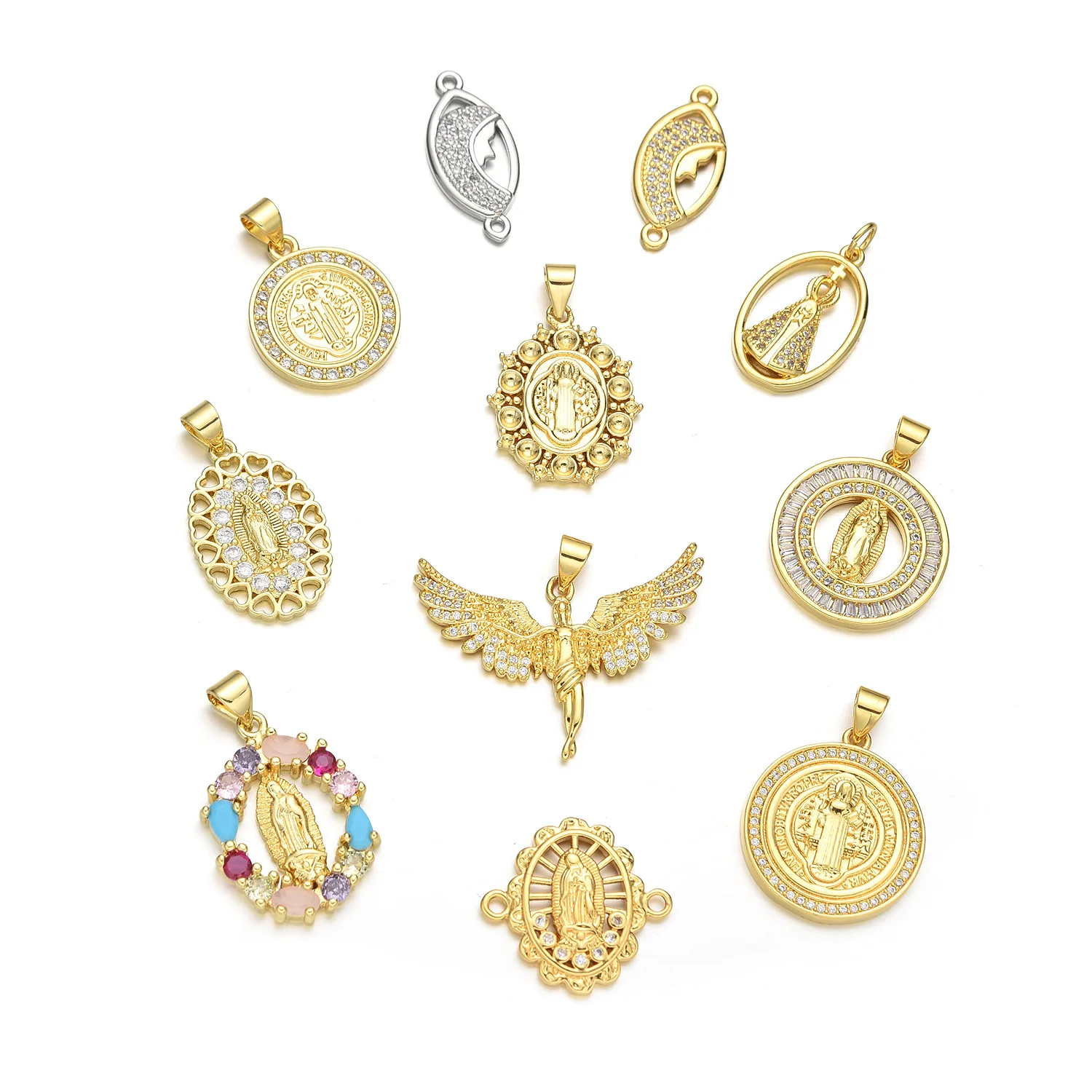 5 قطع أمريكا الشمالية النحاس الزركون مريم العذراء قلادة اكسسوارات اليد DIY بها بنفسك اللؤلؤ قلادة مواد صنع المجوهرات بالجملة #4