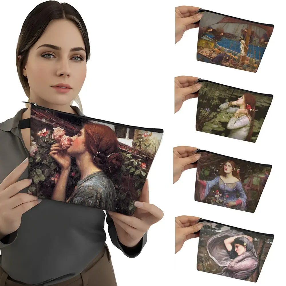 

Painting Soul of The Rose / The Lady of Shalott Cosmetic Case John William Waterhouse Makeup Bags Lipstick Beauty Storage Bag