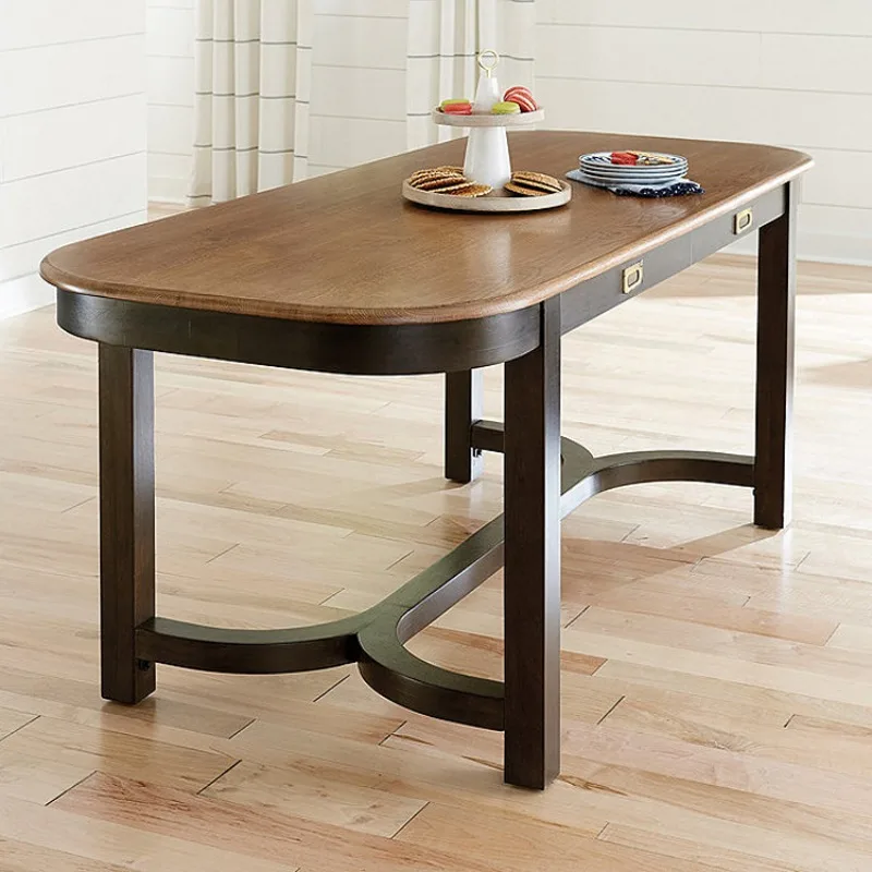 Old dining table, Nordic log special-shaped rounded corner table
