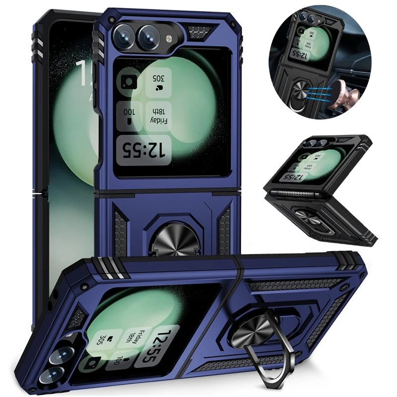 

Противоударный силиконовый мягкий чехол для телефона Samsung Galaxy Z Flip 7, 5, 6, 4, 3, противоударный магнитный держатель на палец, чехлы