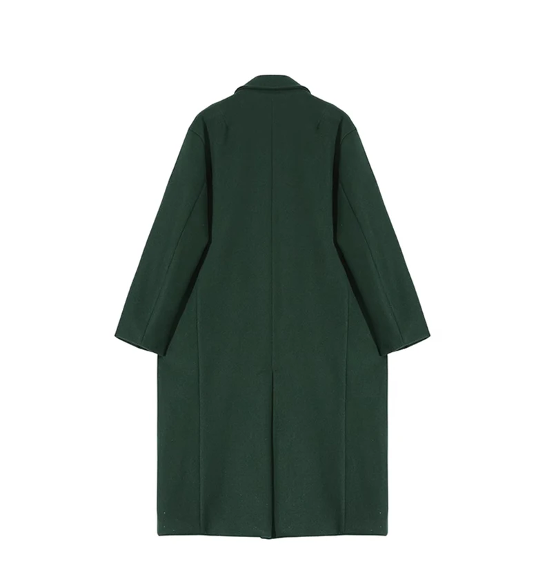 Mauroicardi Autumn Winter Long Warm Oversized Soft Dark Green Black Woolen Coat Men Loose Casual Korean Wool Blends Overcoat