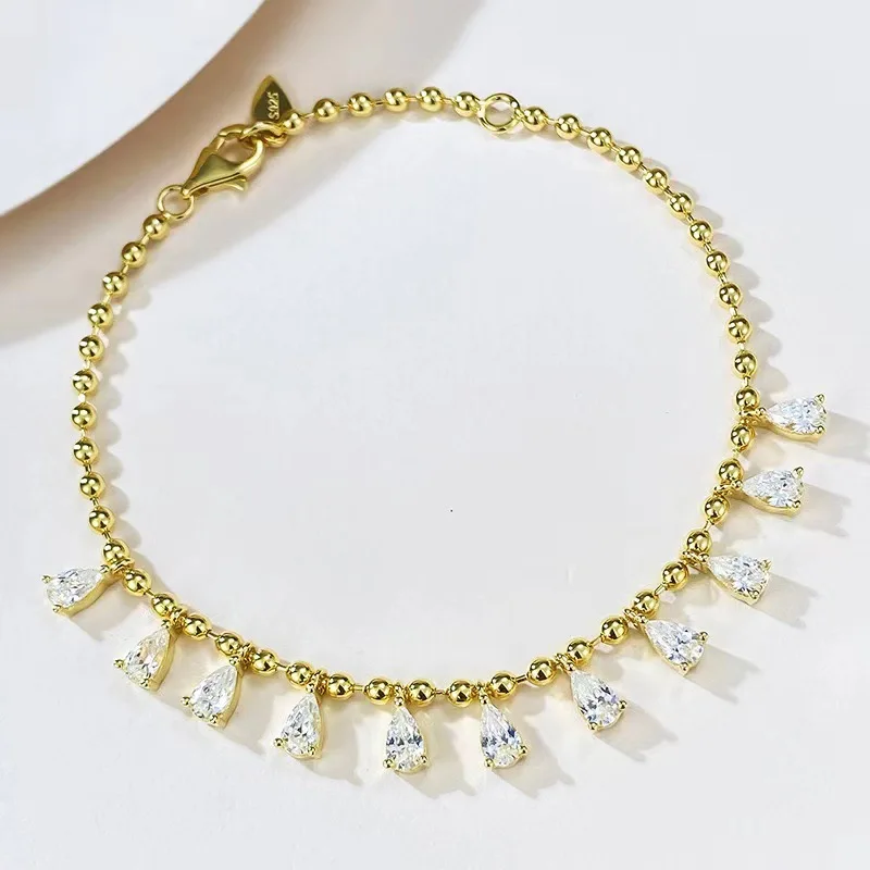 

New Style Bracelet for Women's Fashionable Retro Style Simulation Diamond Bracelet S925 Silver Bead Stacked Bracelet