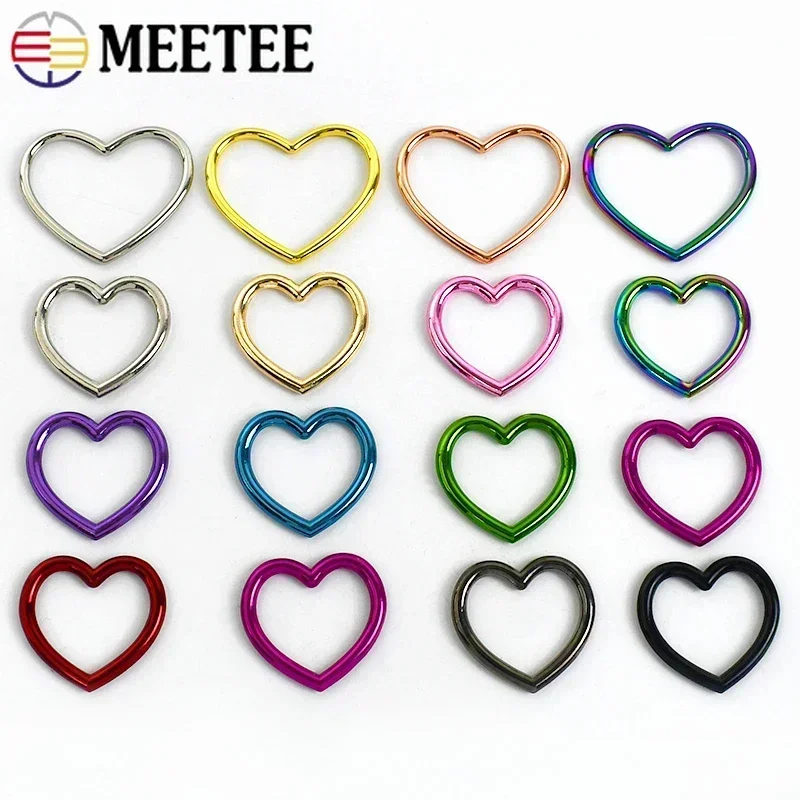 2/5/10/20Pcs Colorful O Ring Metal Buckle Heart Circle Rings Hook Webbing Decoration Buckles Bag Strap Connecting Round Clasp