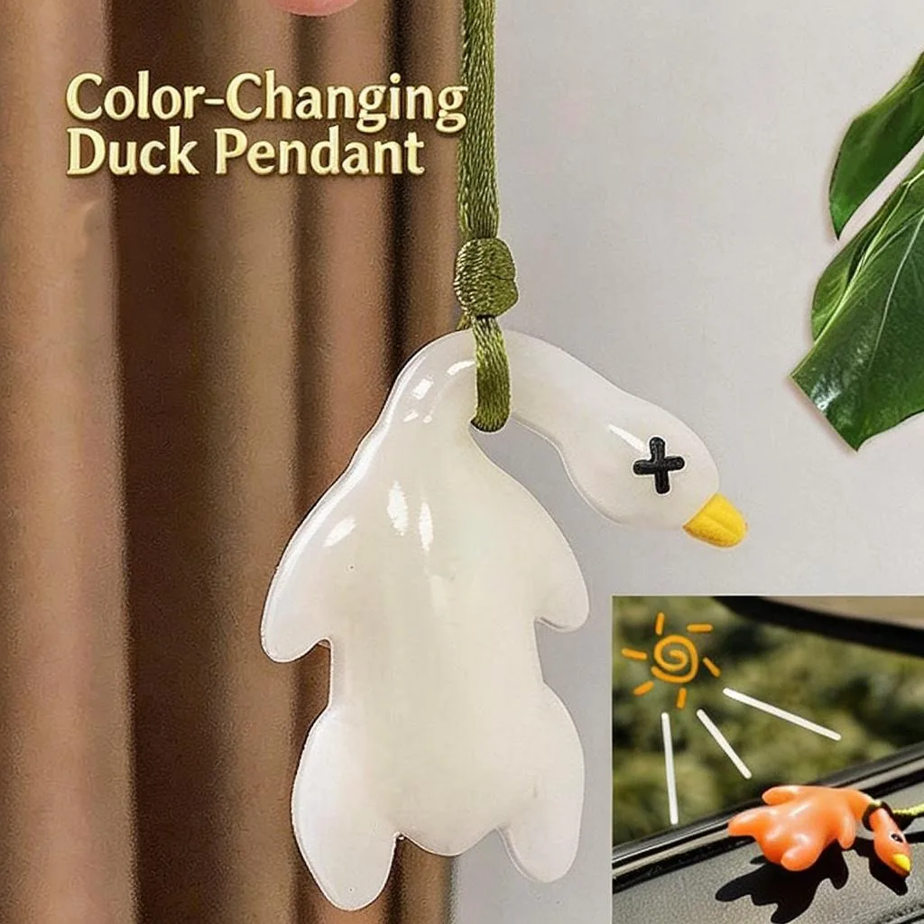 Pendentif de voiture amusant à changement de couleur, canard rôti, grand canard blanc à cou crochu, décoration de rétroviseur, porte-clés, cadeau farfelu pour adultes