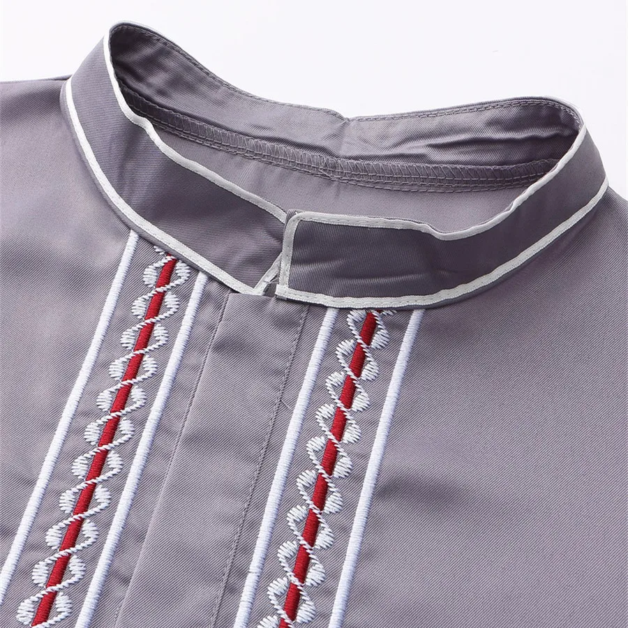 Pakaian Pria Islami Timur Tengah Busana Muslim Abaya Pria Bordir Longgar Kerah Berdiri Jubah Panjang 2025 Gaun Jubba Thobe Pria