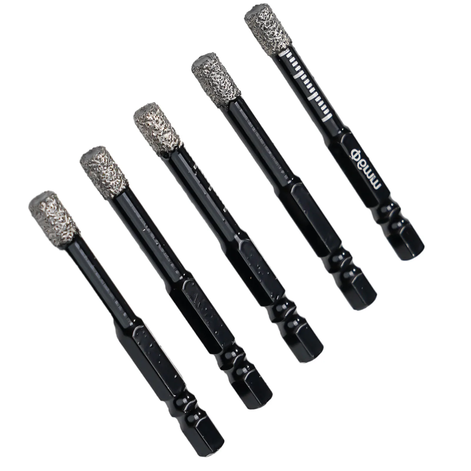 

Vacuum Brazed Emery Dry Drill Bits 5 Pack for Granite Marble Concrete Tile Ceramic Glass Hard Plastic Drilling Applications