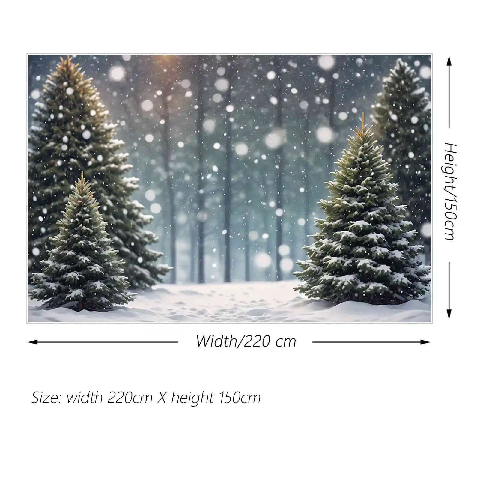 MOON.QG Christmas Forest Tree Backdrop Outdoor Winter Snow Field Bokeh Background Custom Party Decorations Photo Zone Supplies