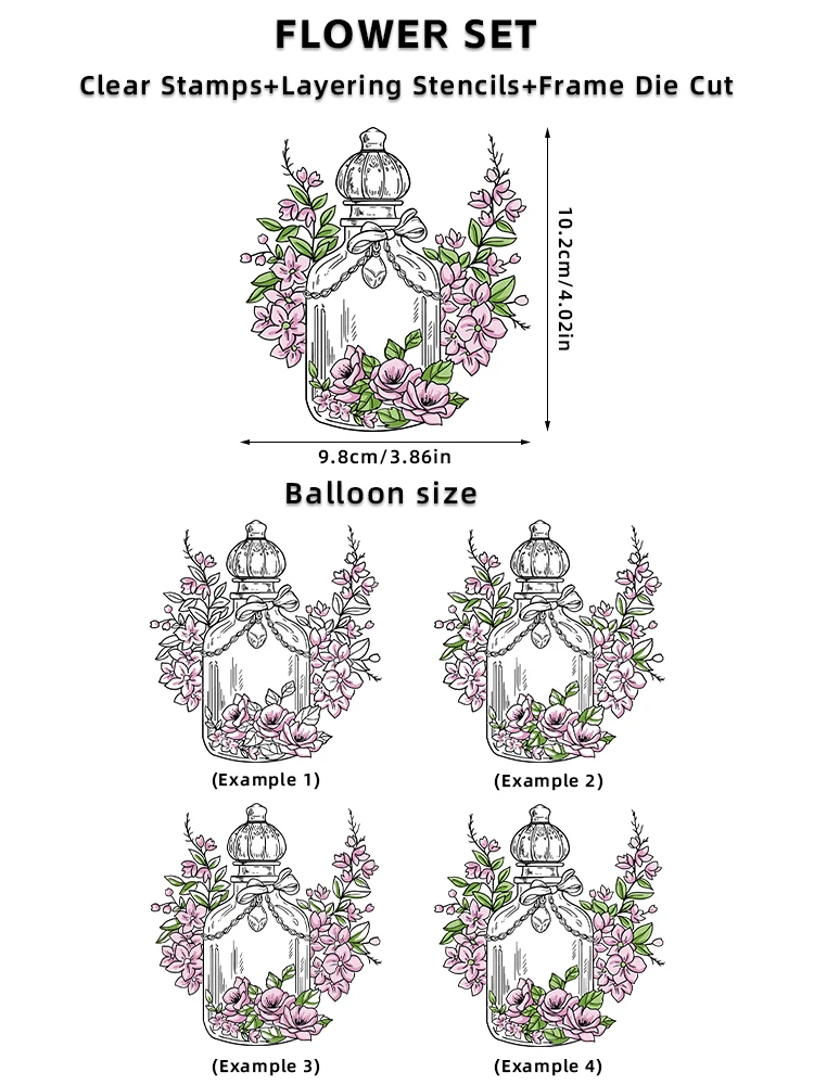 Mangocraft Perfume Bottle Flower Retro Metal Cutting Dies Clear Stamps Stencils HOT Foil Plate DIY Scrapbooking For Cards Albums view 5